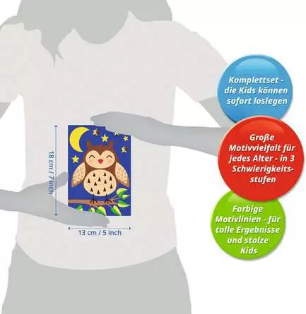 CreArt Niedliche Eule - Malen nach Zahlen für Kinder ab 7 Jahren
