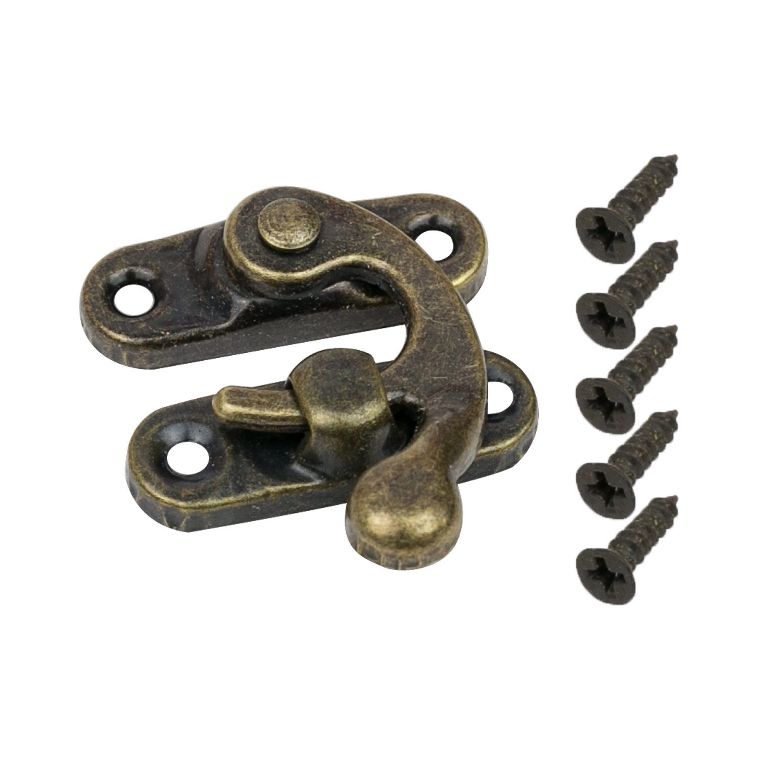 HMF Möbelbeschlag 6492, Vintage Deko Verschluss aus Metall für Geschenkbox, 27 x 32 mm, Bronze
