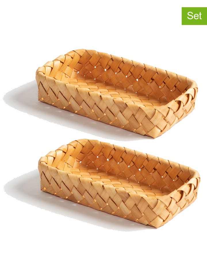 Steel-Function 2er-Set: Brotkörbe in Natur - (L)24 x (B)14 cm günstig kaufen onesize