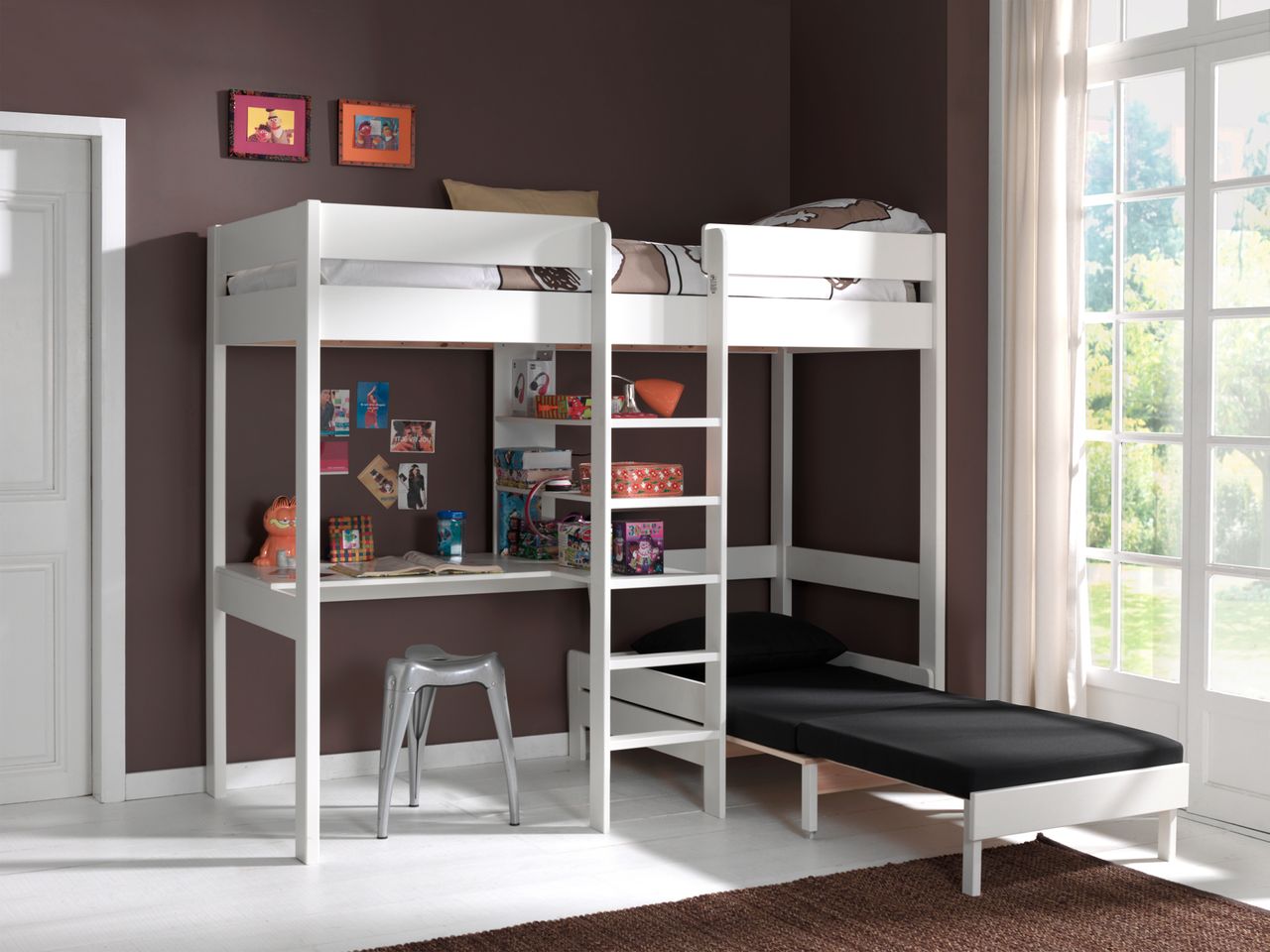 VIPACK Hochbett Pino mit Schreibplatte und Sesselbett