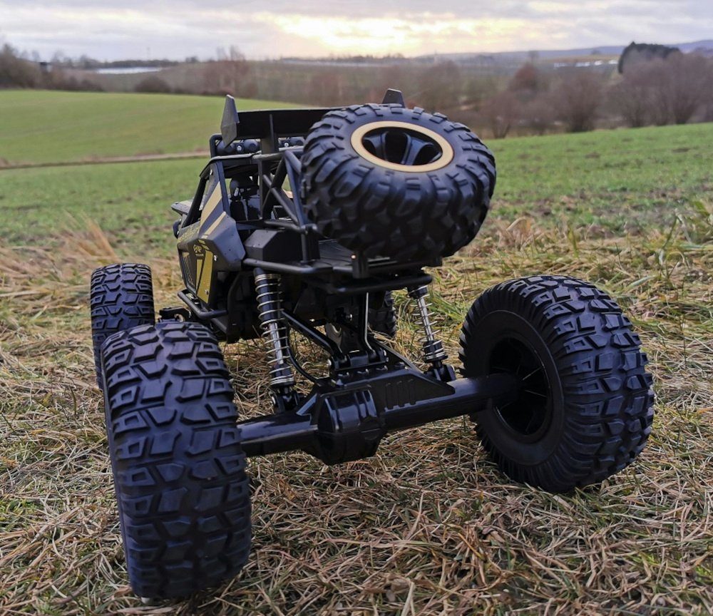 BruKa RC-Auto Robuster Geländewagen PANTHER XXL mit LED-Scheinwerfern, Ferngesteuertes Auto mit 4x4 Allradantrieb, 50cm