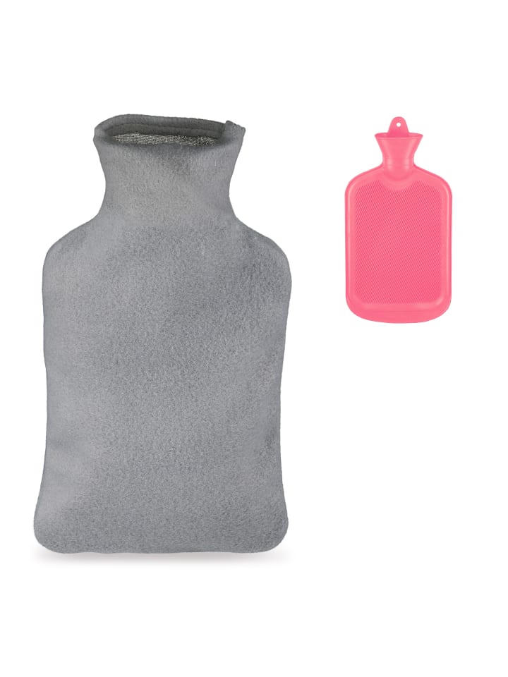 relaxdays Wärmflasche in Pink/ Grau - 1,5l günstig kaufen onesize