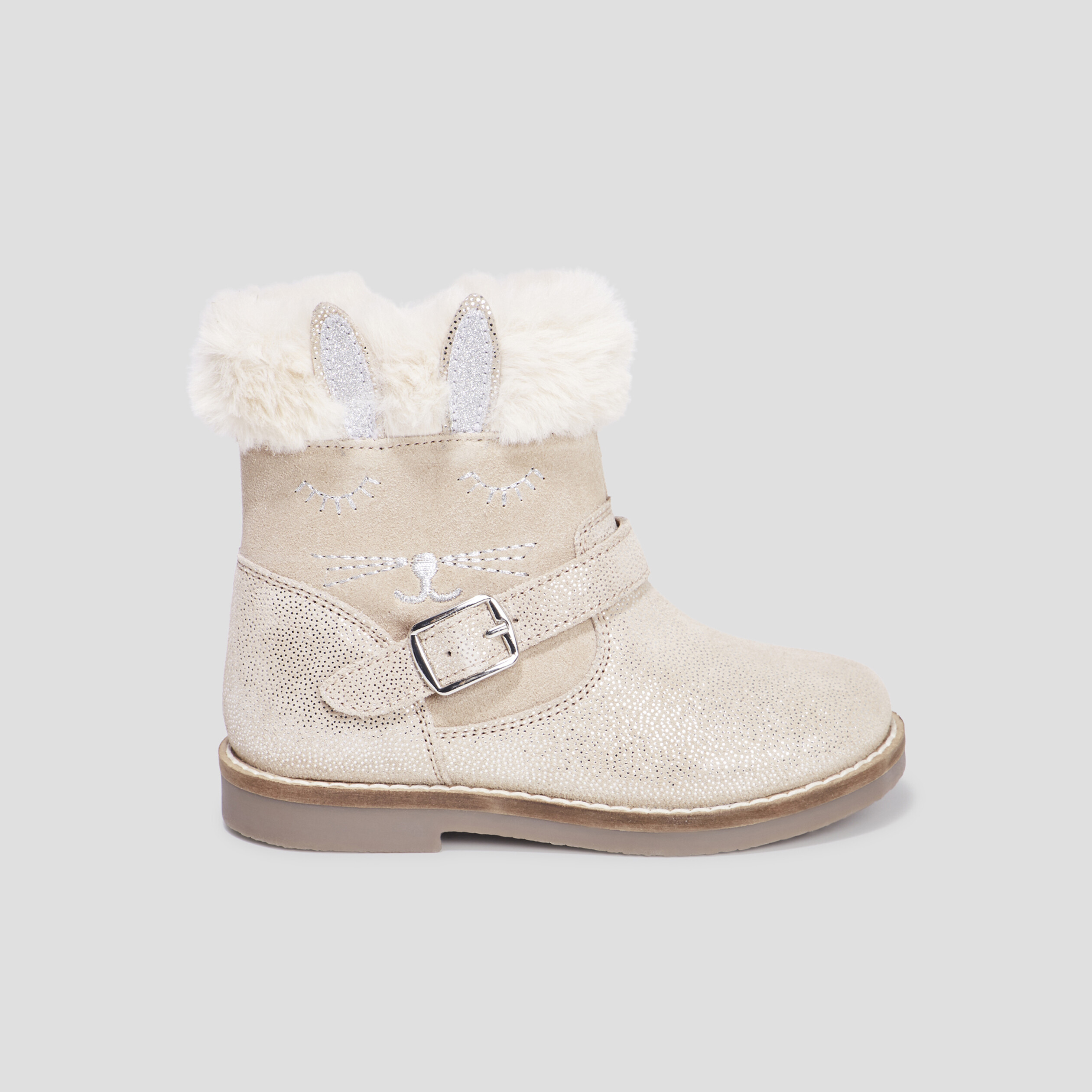 Bottes en cuir détails fourrure rose fille | La Halle