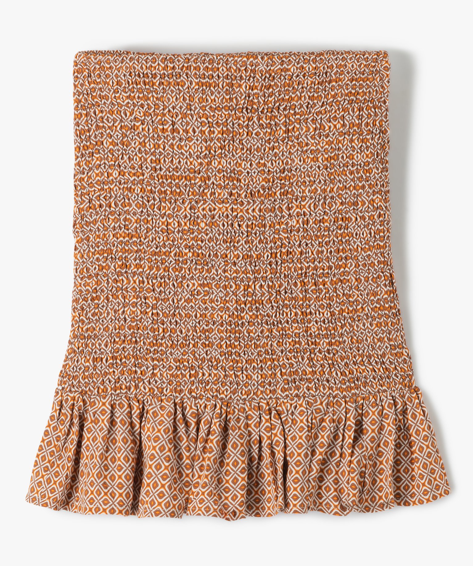 Jupe fille à smocks et volant à petits motifs imprime | GEMO