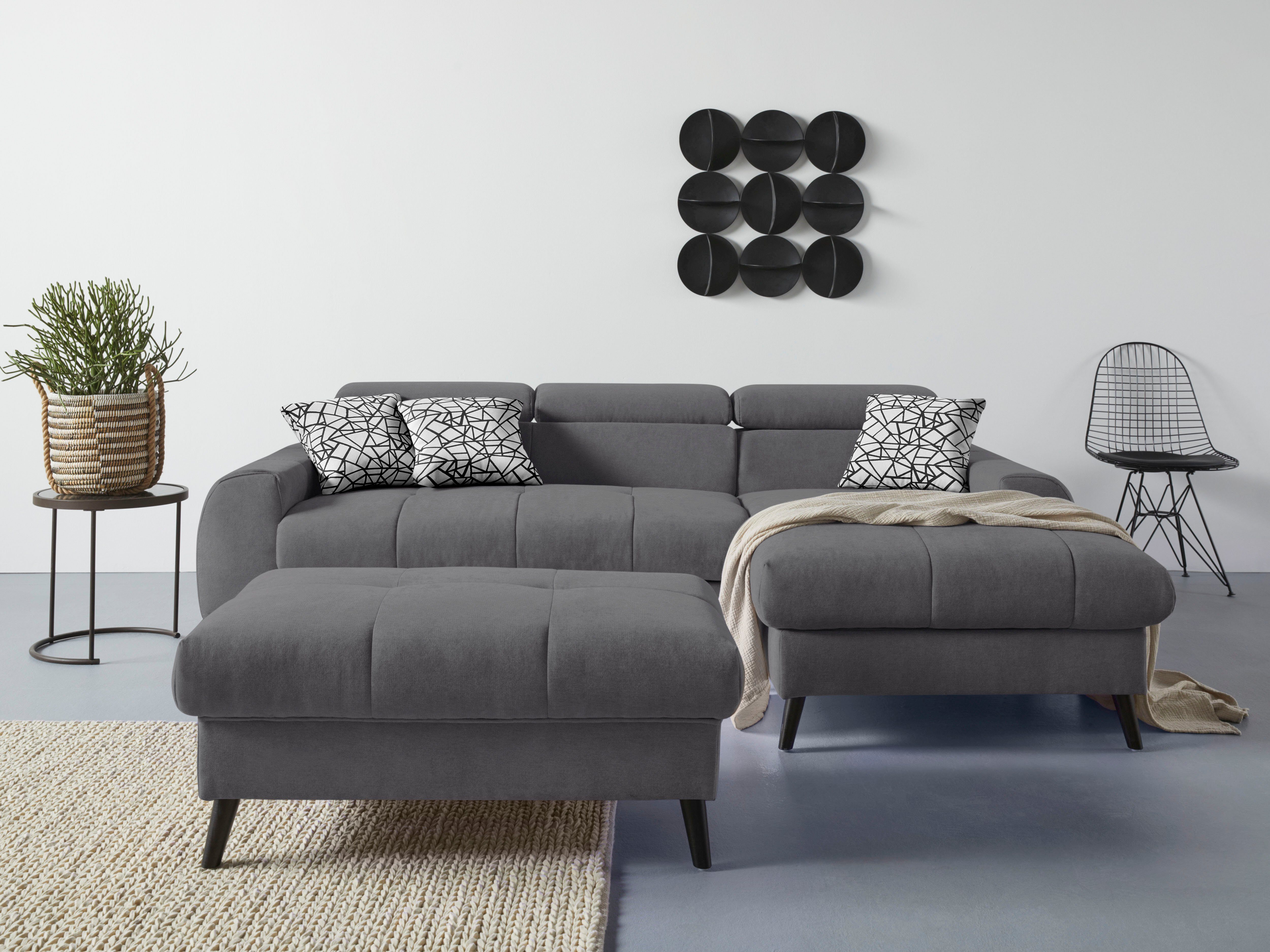 COTTA Ecksofa Mia, 3-tlg.-Kissen-Set, Recamiere, wahlweise mit oder ohne RGB-Beleuchtung