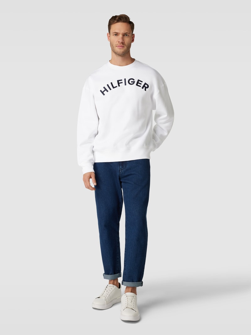 Sweatshirt mit Label-Stitching Modell 'ARCHED' in weiß
