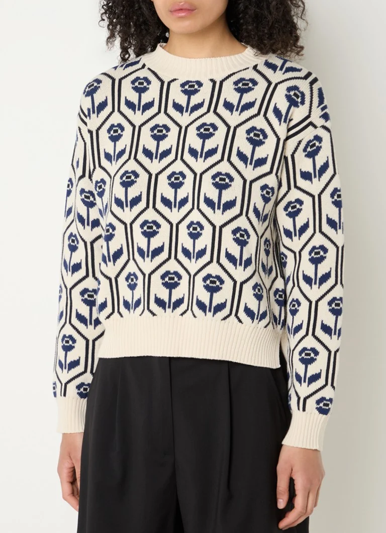 Pulover MaxMara Odeon din tricot gros cu imprimeu floral