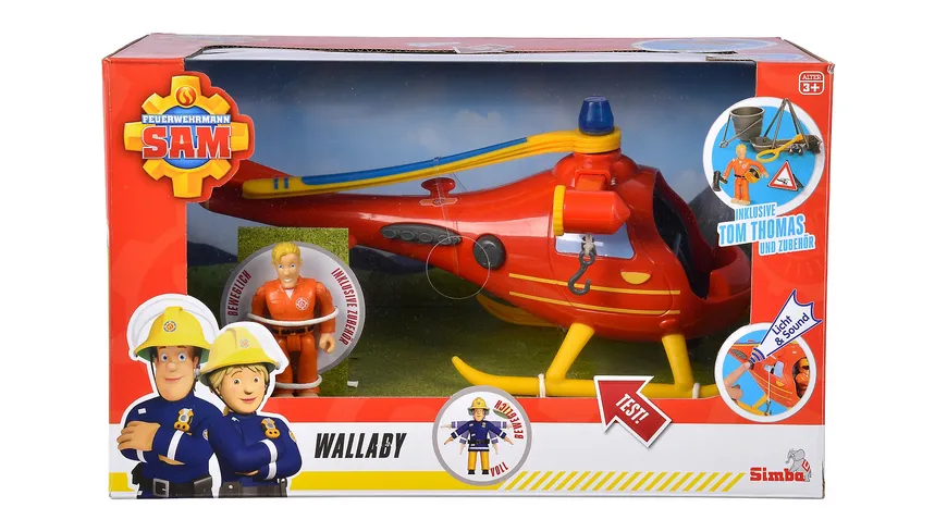 Simba - Feuerwehrmann Sam - Sam Hubschrauber Wallaby mit Figur