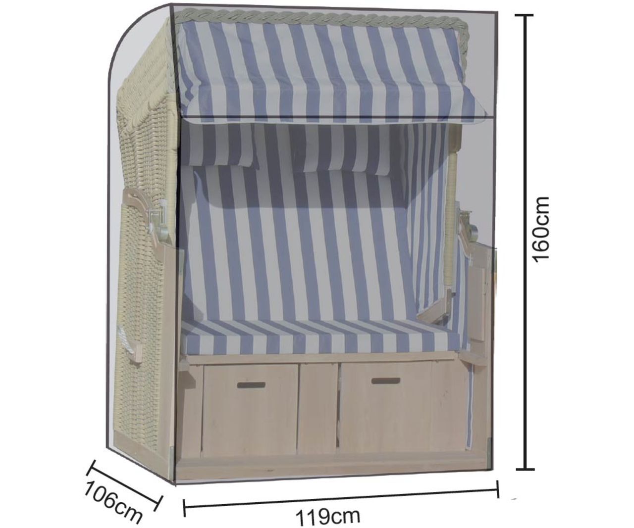 Grasekamp Strandkorb Schutzhülle 119x106x160cm PVC Transparent Abdeckung Haube Plane UV stabil wasserdicht