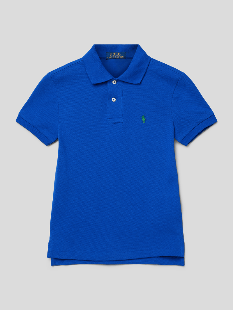 Slim Fit Poloshirt mit Strukturmuster in royalblau