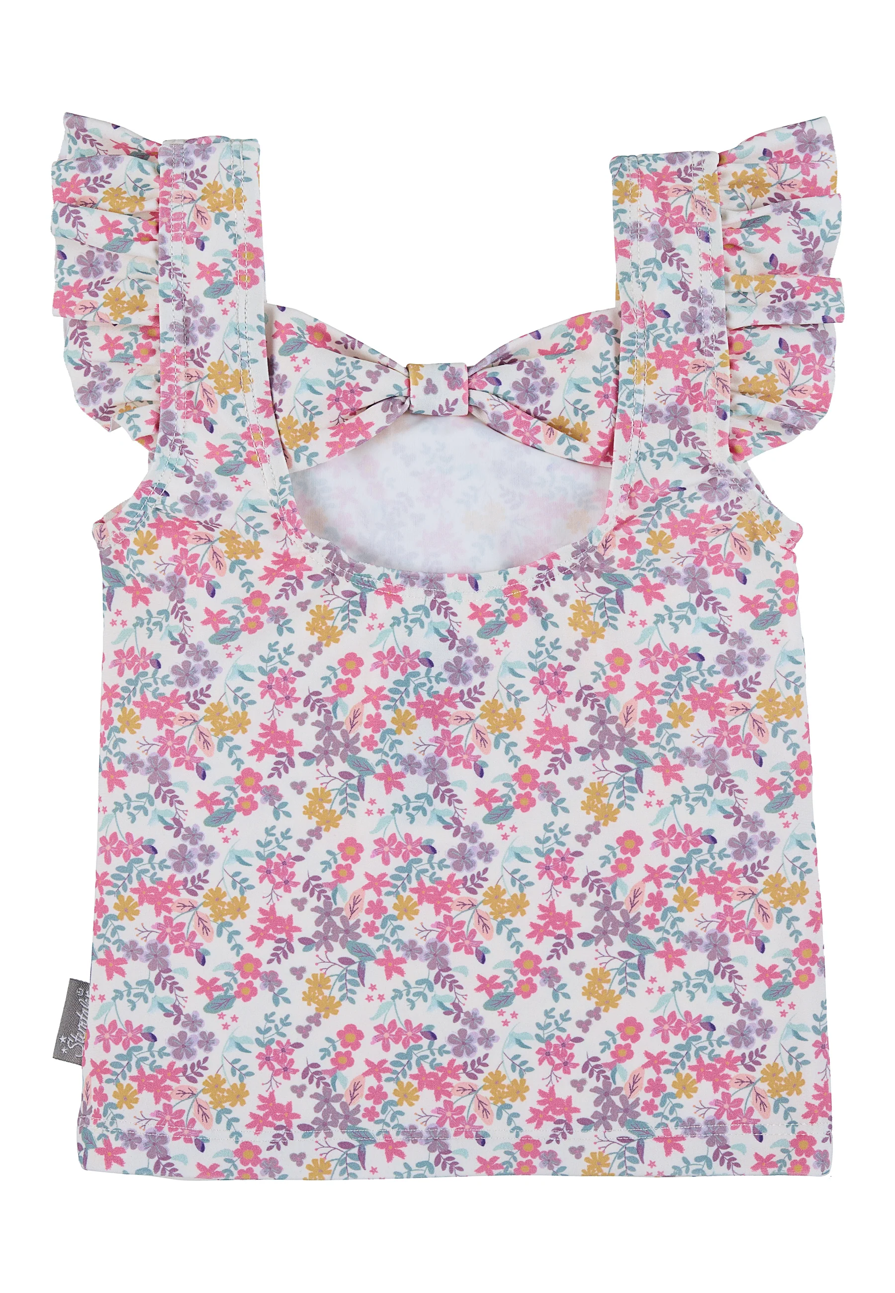 Schwimmshirt bedruckt mit bunten Blumen in ecru