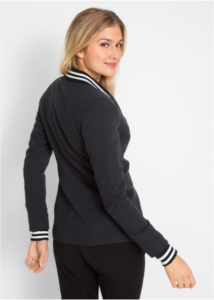 Baumwoll Jersey-Blazer mit gestreiften Details