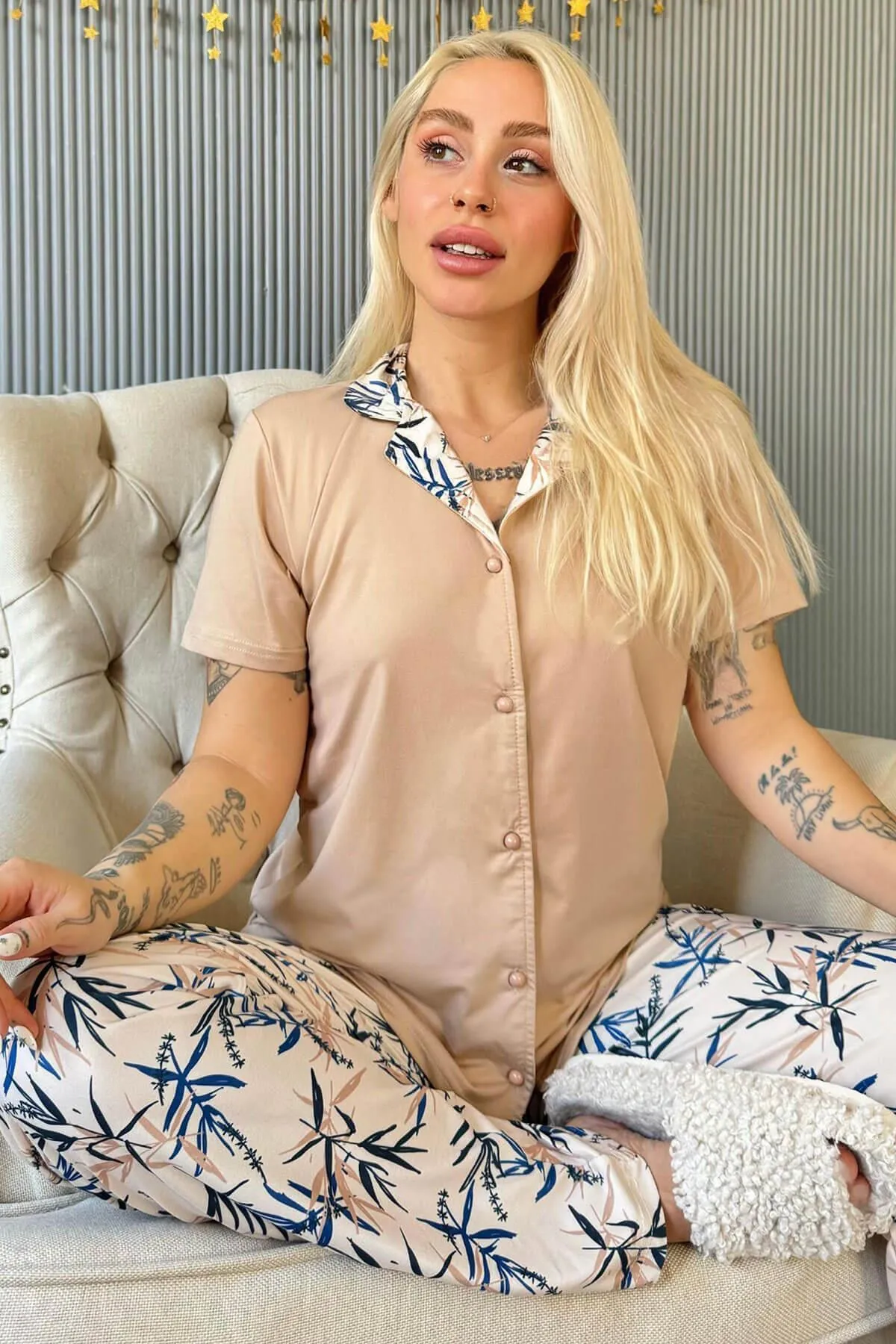 Pijamaevi  Pyjama set - Rosa - Unifarben