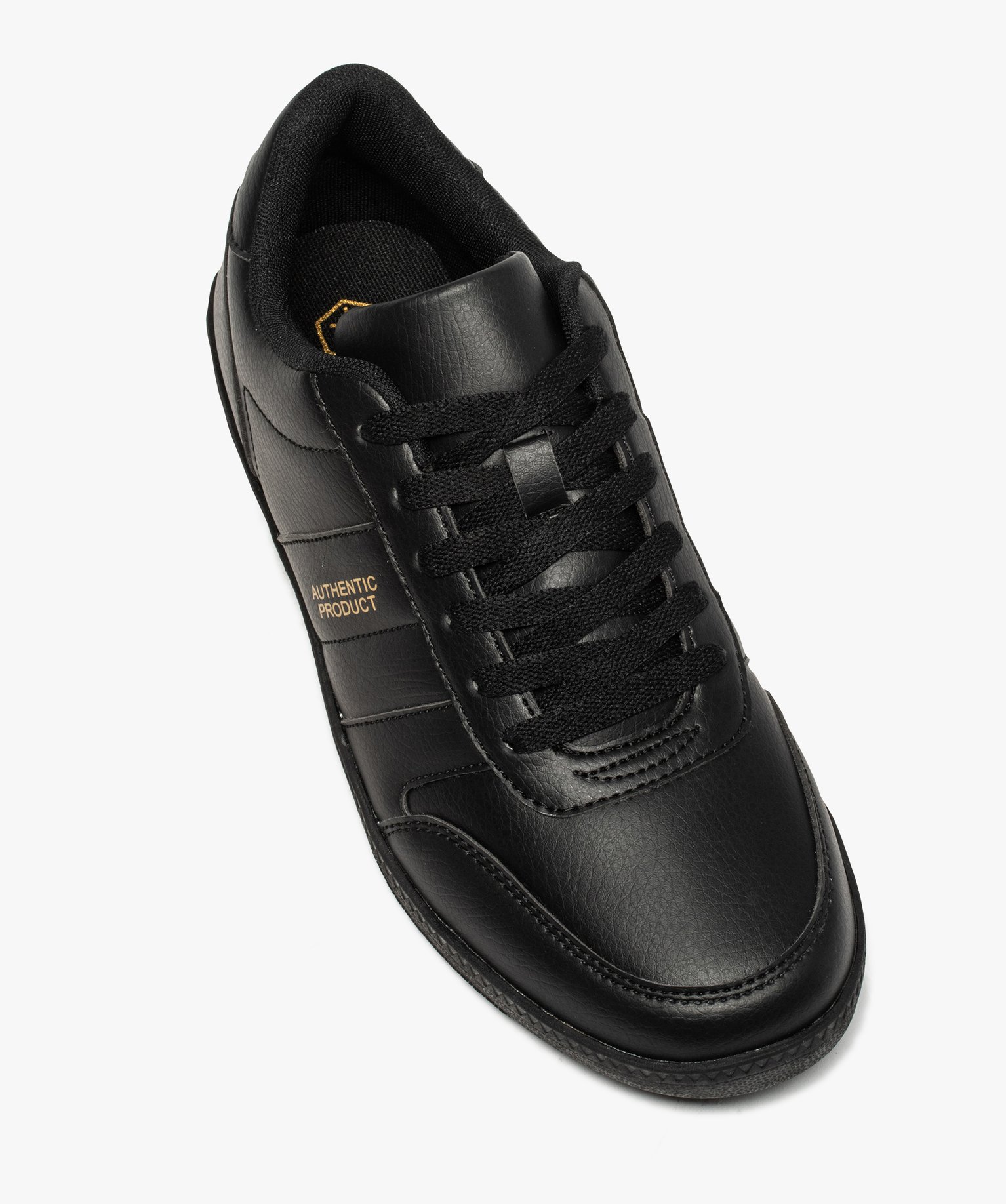 Baskets homme unies à lacets style rétro noir | GEMO