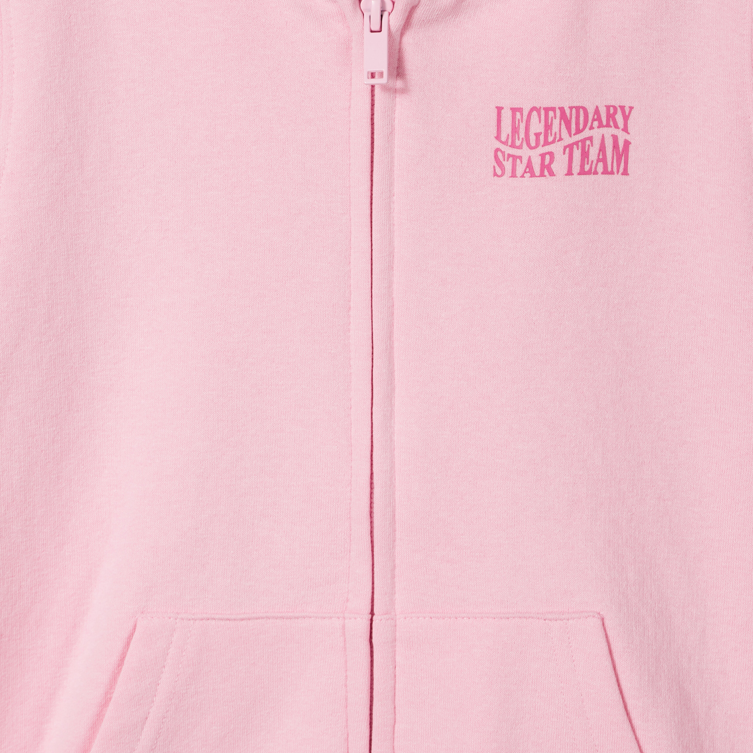 Sweat zippé molleton à capuche rose pastel fille | La Halle