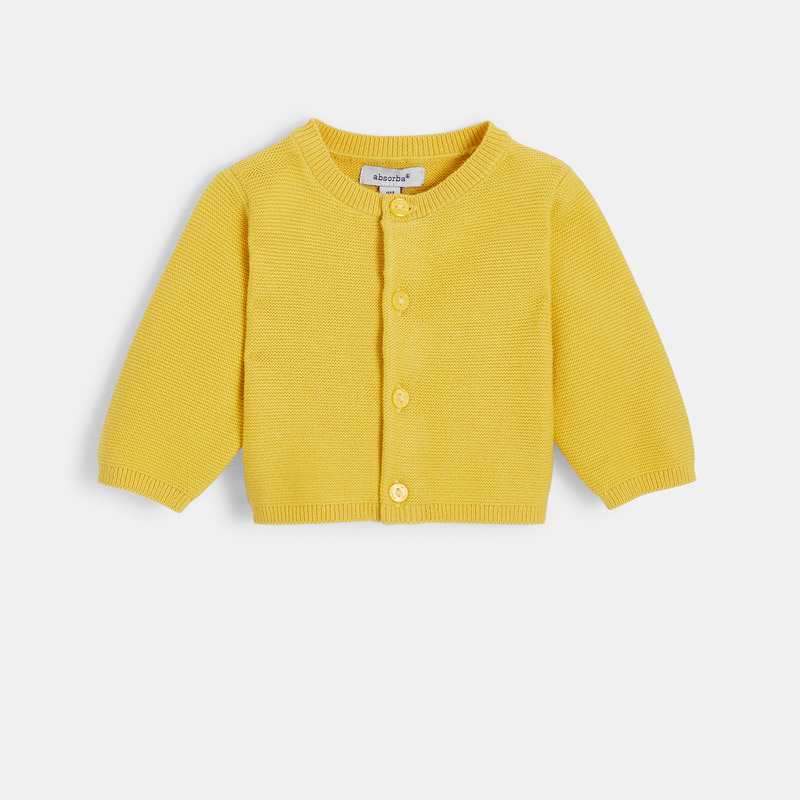 Cardigan bébé en coton bio jaune Absorba