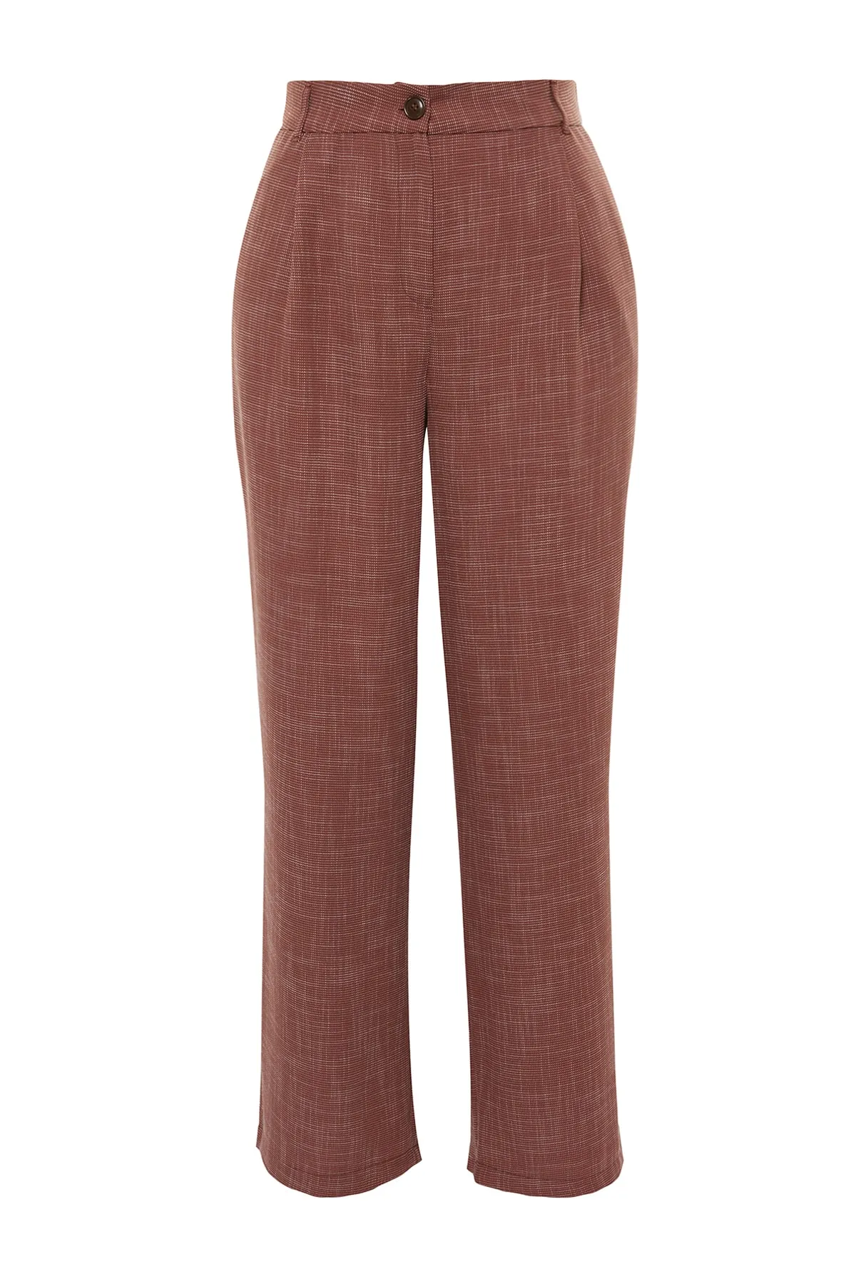 Trendyol Curve  Braune gewebte Hose in Leinenoptik TBBSS23AR00001