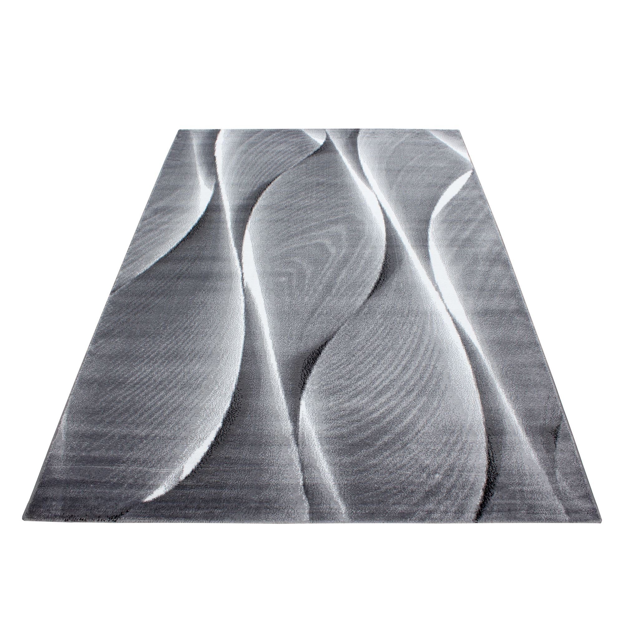 Designteppich Ombre Design, Carpetsale24, Läufer, Höhe: 12 mm, Modern Kurzflor Teppich Wohnzimmer Wellen Holz Optik versch. größe