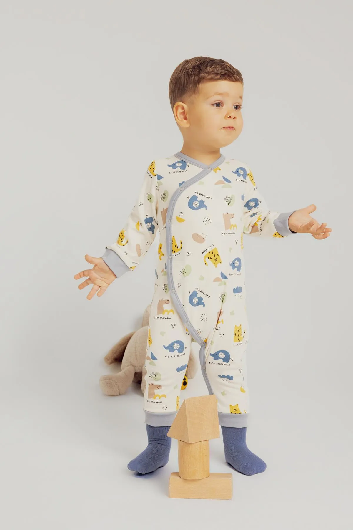 DeFacto  Langärmliger Overall mit Safari-Aufdruck für Neugeborene für Babys