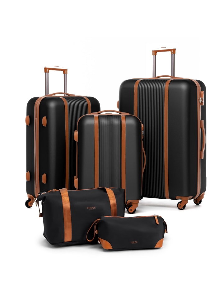 FERGÉ Kofferset Hartschale 5-teilig Koffer Set Reisegepäck MILANO in schwarz günstig kaufen onesize