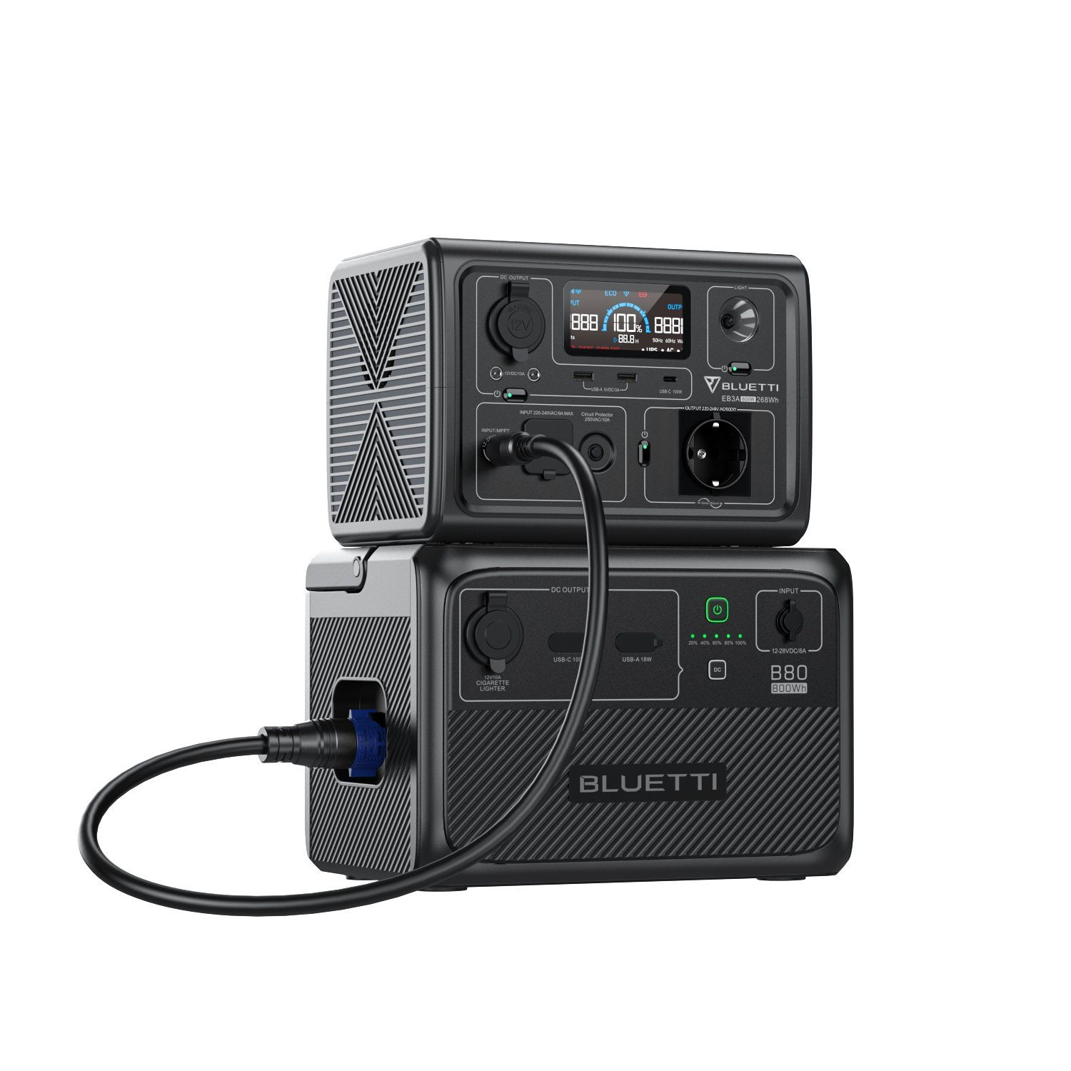 BLUETTI Stromerzeuger EB3A+B80 Tragbarer Generator, 600W/1074Wh, (solar generatorkit, LiFePO4 Kraftwerk,IP65), für Camping, Notfallgebrauch