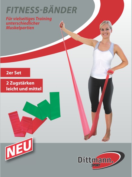 Dittmann Fitness- Bänder, Rot/Grün - 2er-Set