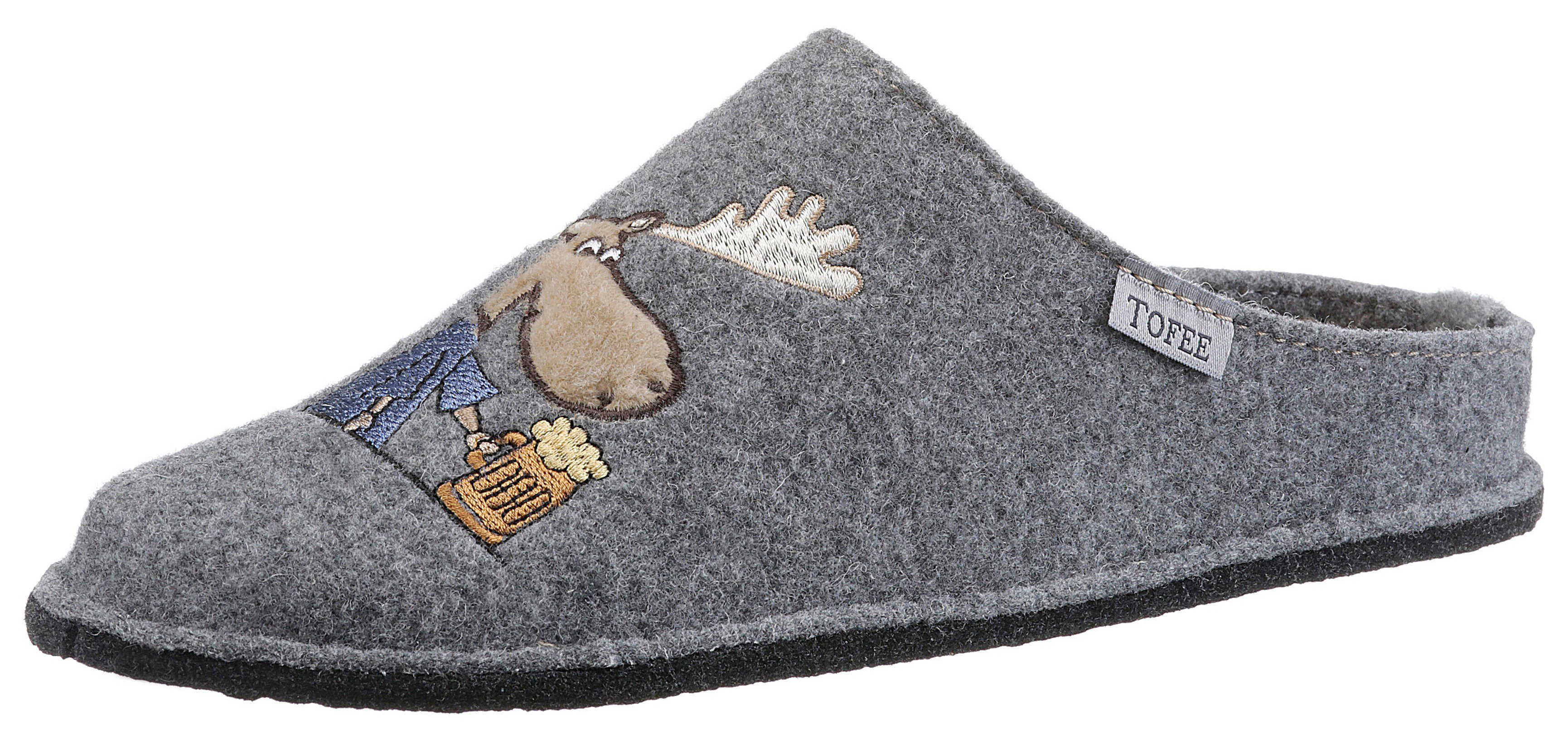 Tofee Pantoffel mit Rentier-Motiv