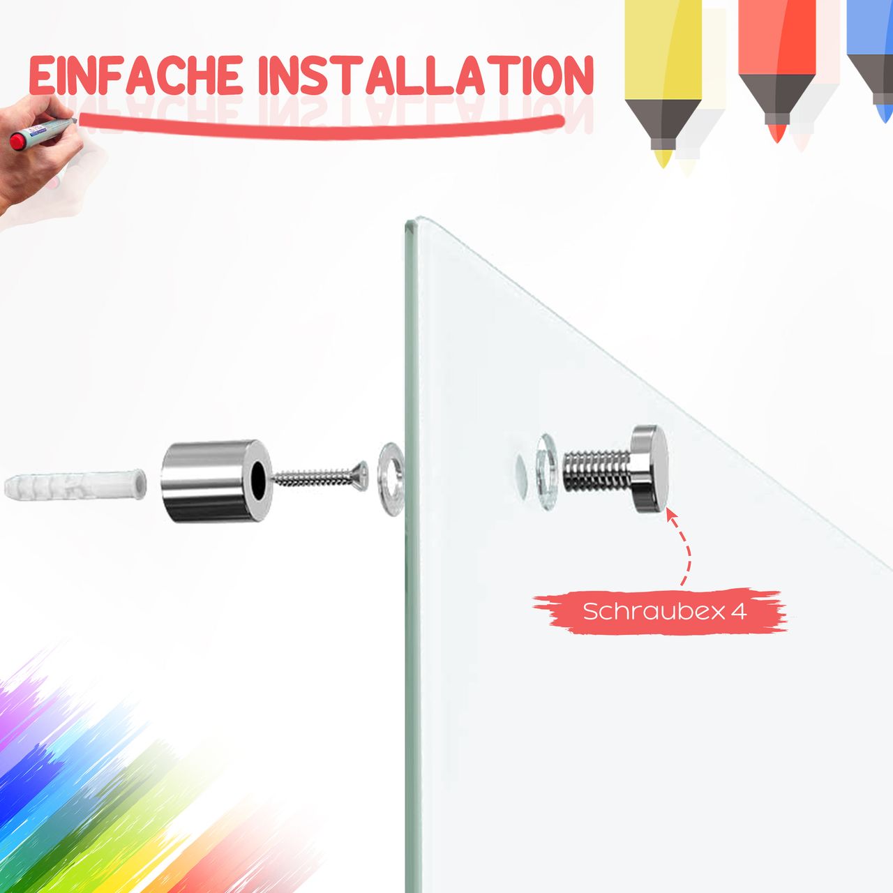 Vinsetto Whiteboard Magnetisch Magnettafel mit 4 Markern 10 Magnet abwischbar