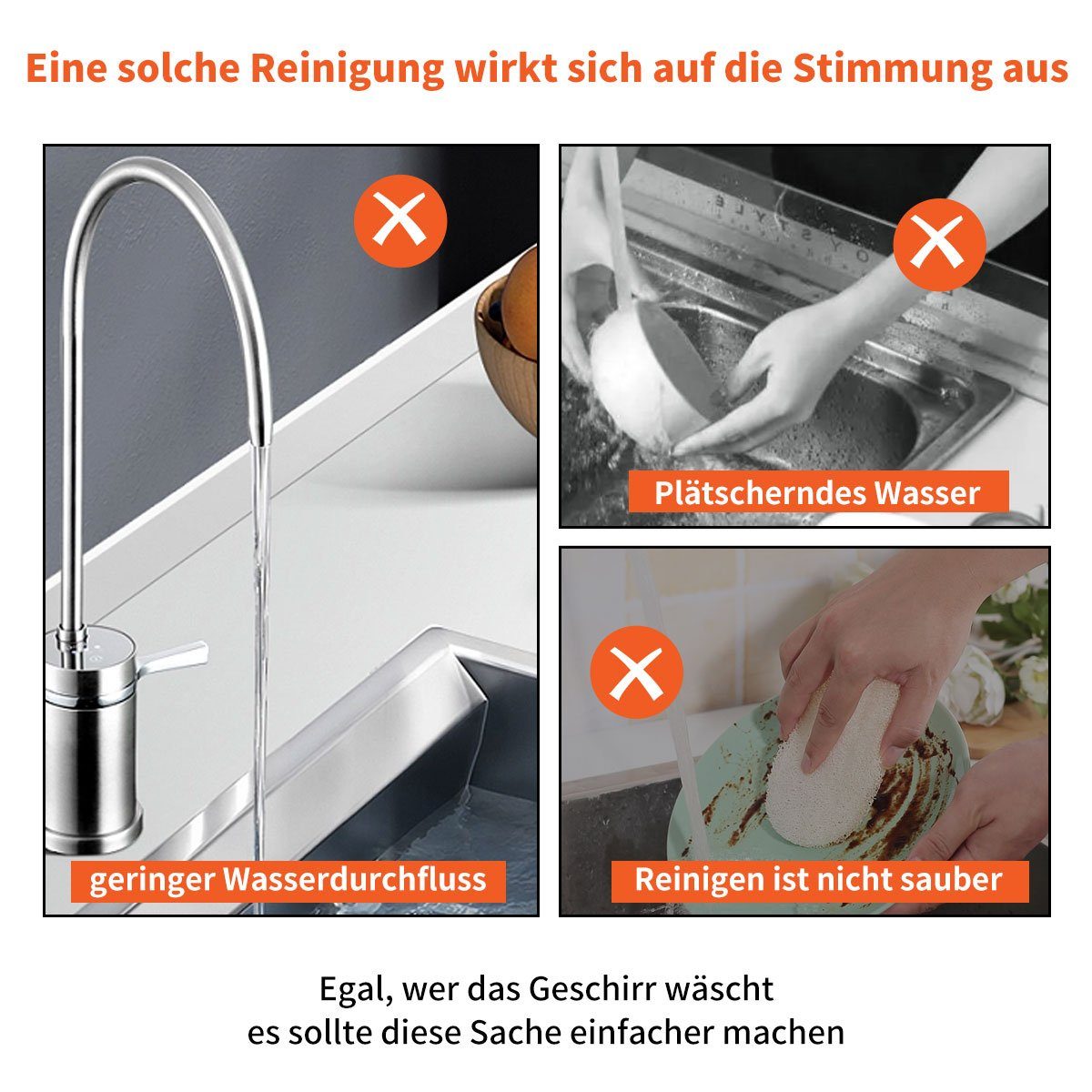 7Magic Waschtischarmatur Wasserhahn Küche, Hochdruck Armatur mit Brause Ausziehbar Armatur Mischbatterie Spültischarmatur, 360° Schwenkbar Zwei Sprühfunktionen