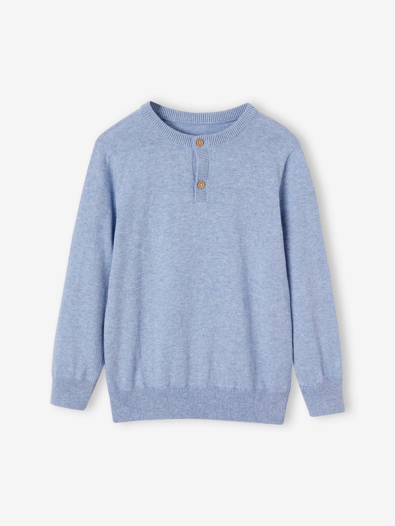 Vertbaudet Jungen Pullover mit Henley-Ausschnitt Oeko-Tex, personalisierbar - beige meliert