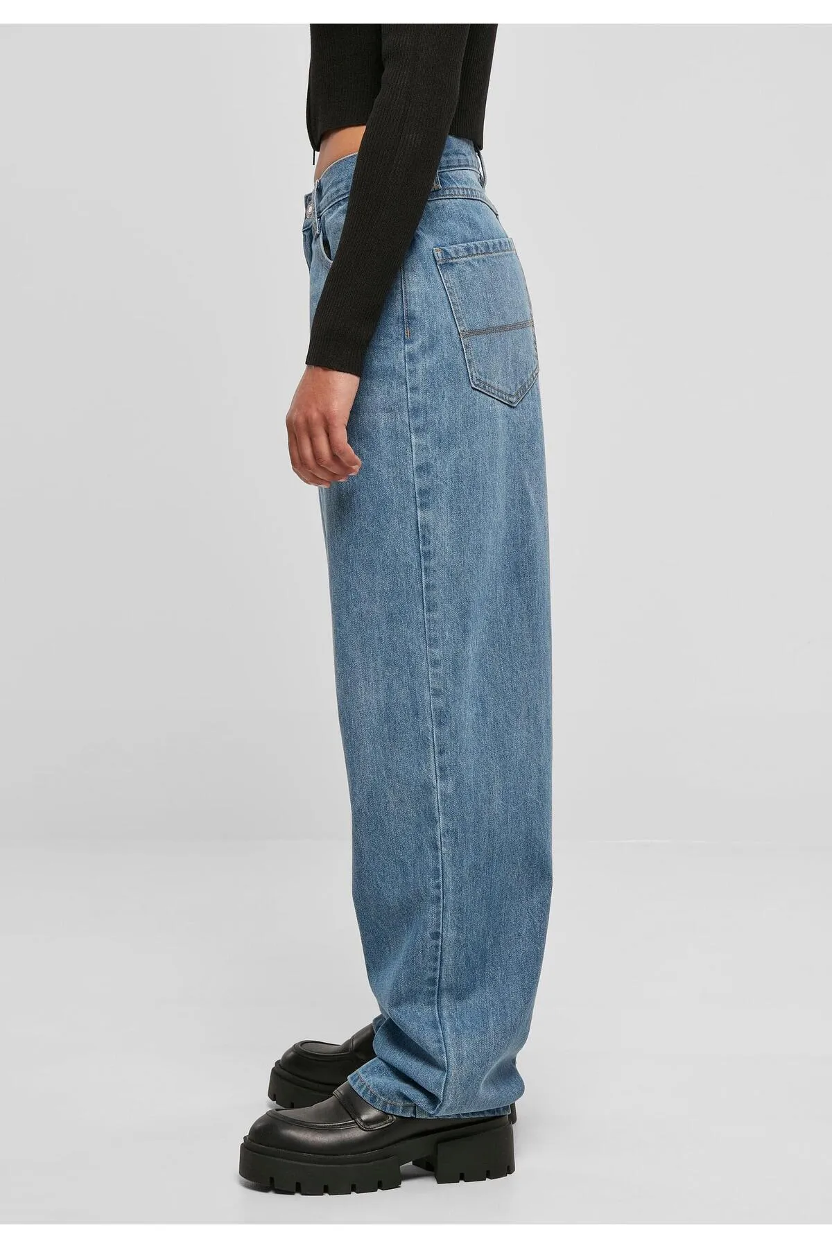 Urban Classics  Damen Denim-Hose im 90er-Jahre-Stil mit hoher Taille und weitem Bein