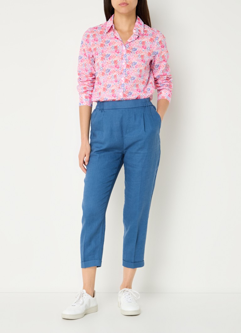 Pantaloni scurți din in Benetton, cu talie înaltă și croială mulată.