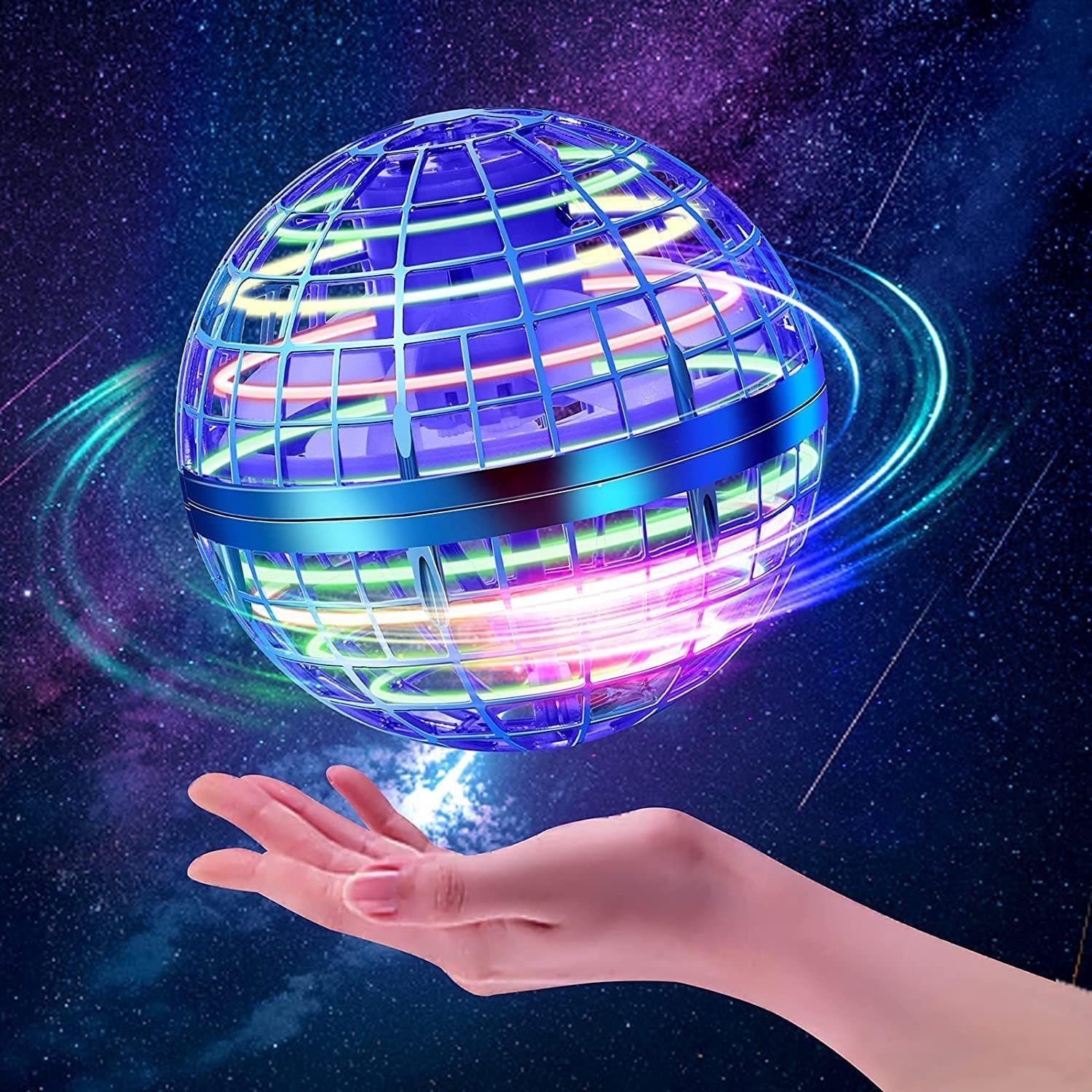 DTC GmbH Spielball Magic Spinner Ball RGB Licht Hover Fliegender Ball, Fliegender Ball für Kinder, Fly Spinning Ball