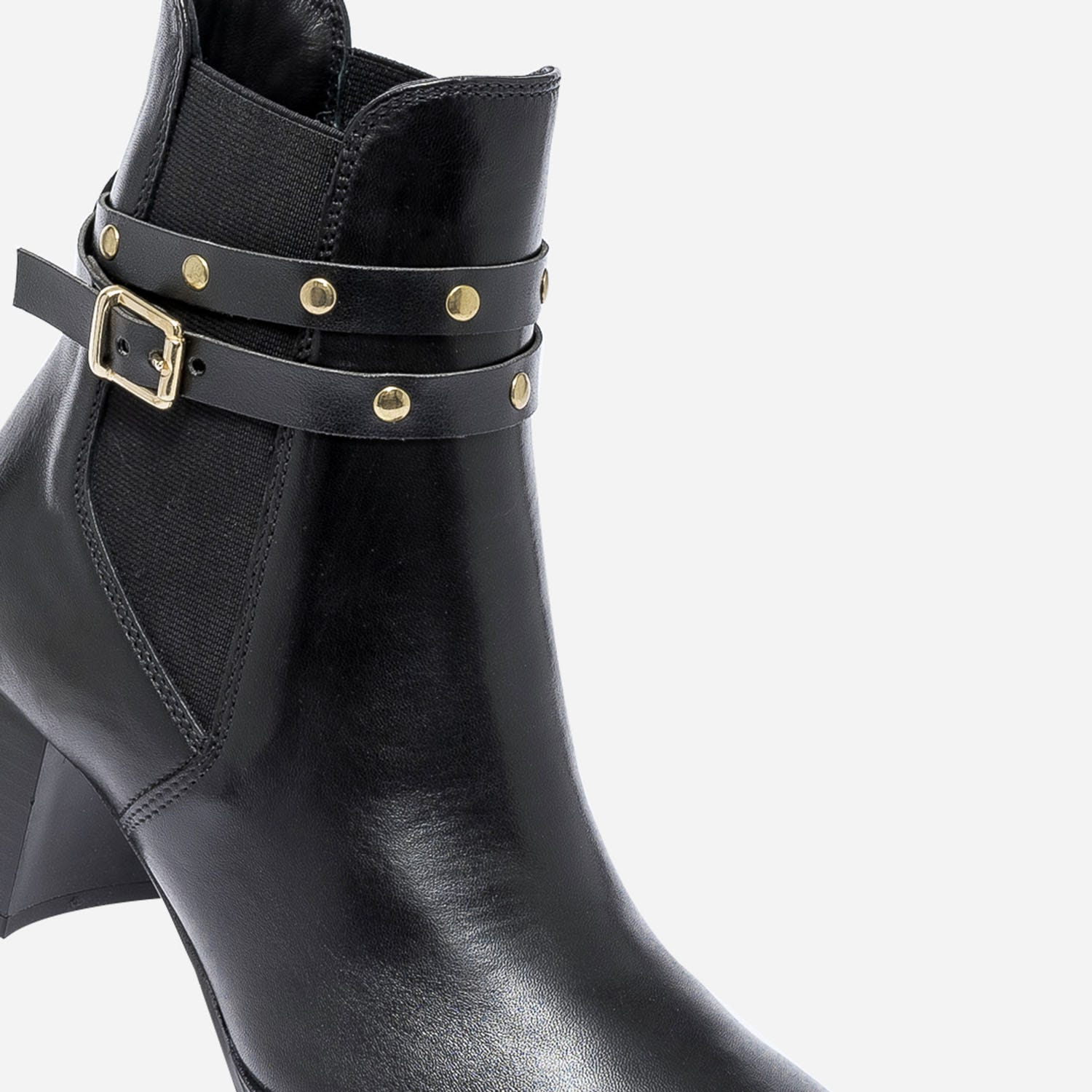 Chelsea boots noir en cuir éco-conçu à brides cloutées