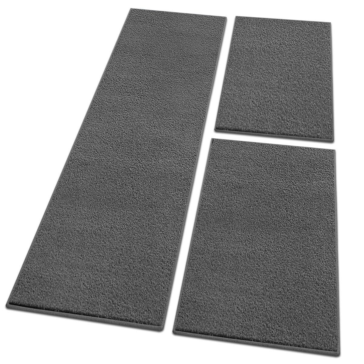 Hochflor-Bettumrandung Dynasty Anthrazit, 3 Größen, Teppichläufer, ideal im Schlafzimmer Floordirekt, Höhe 8.5 mm, (3-tlg), Velours