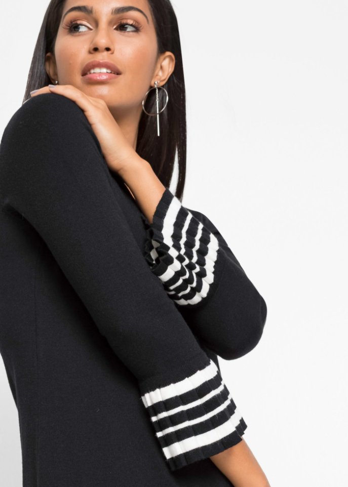 Strickkleid mit plissiertem Rock