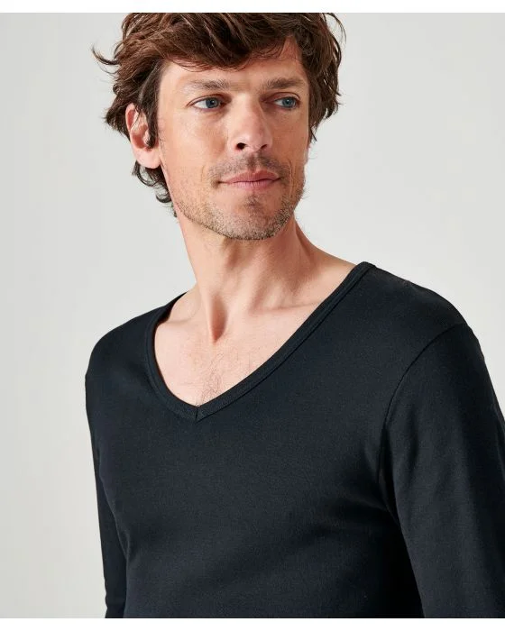 Lot de 2 tee-shirts Essential col V, manches longues