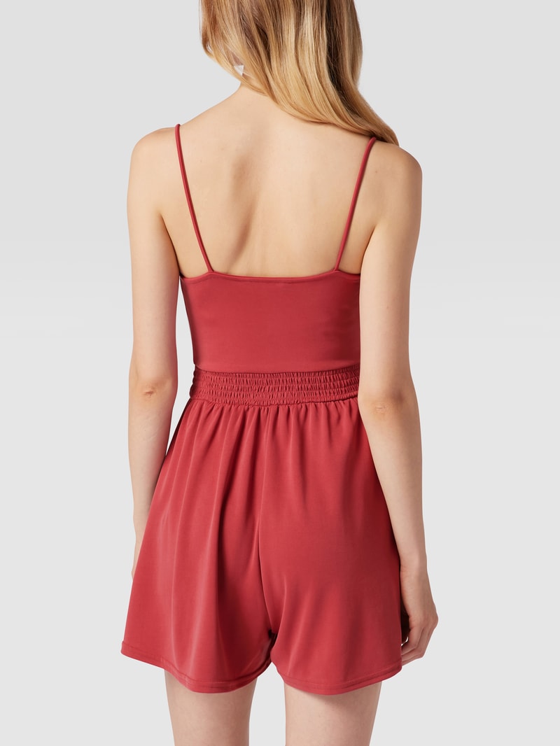 Playsuit mit Smok-Details in bordeaux rot