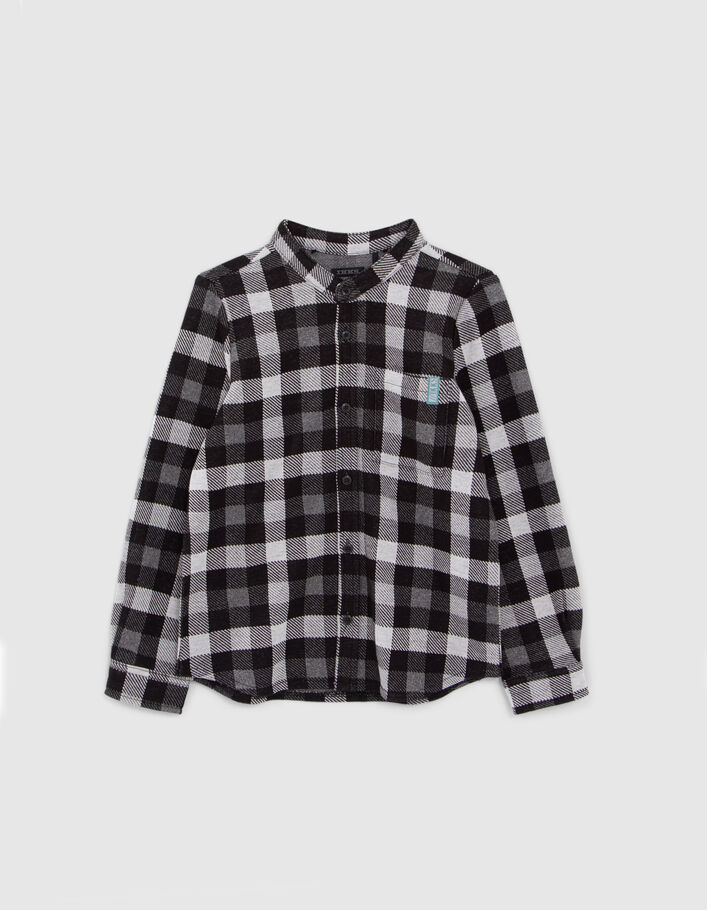 Chemise noire à carreaux capuche amovible garçon
