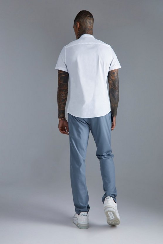 Kurzärmlig Slim-Fit Grandad-Hemd