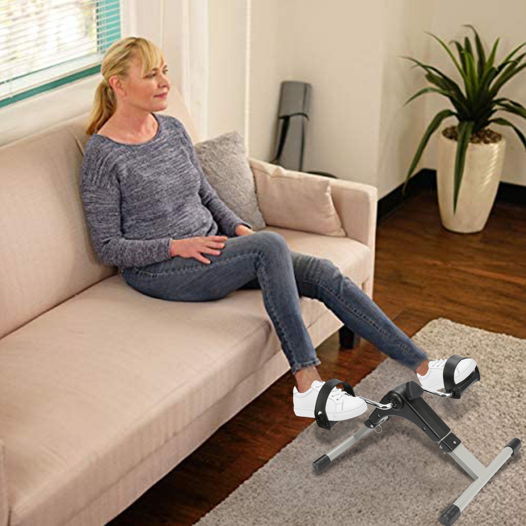 Clanmacy Heimtrainer Mini Fahrrad Pedaltrainer, Bike-Heimtrainer, Armtrainer und Beintrainer für Muskelaufba, Ausdauertraining (1-tlg), Nein (set), Kalorienzähler, Kilometerzähler, Klappbar, Körperfettanalyse, LCD Bildschirm
