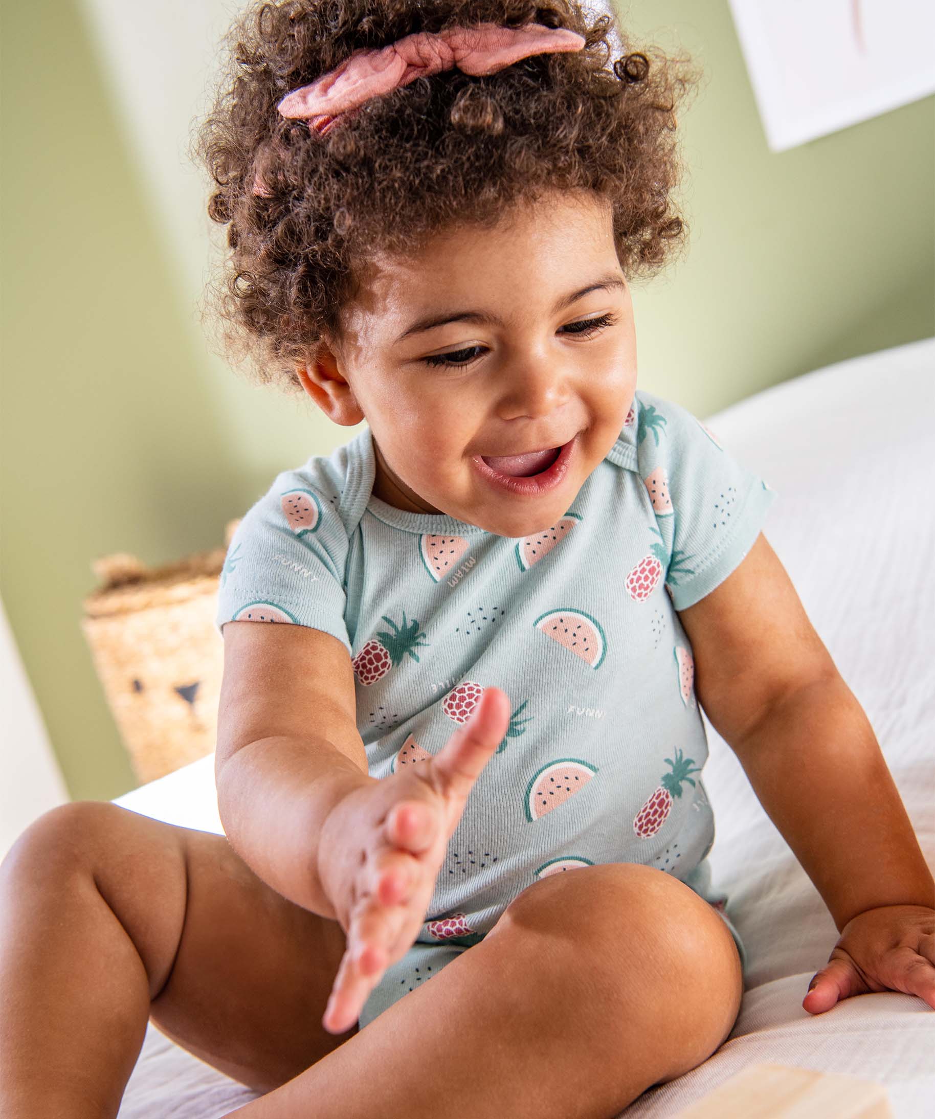 Body bébé à manches courtes et col US à motif fruits (lo... vert clair | GEMO