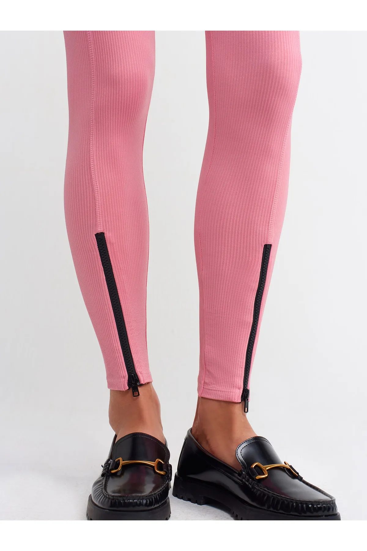 Dilvin  7947 Strumpfhose mit Reißverschluss-Dunkelrosa