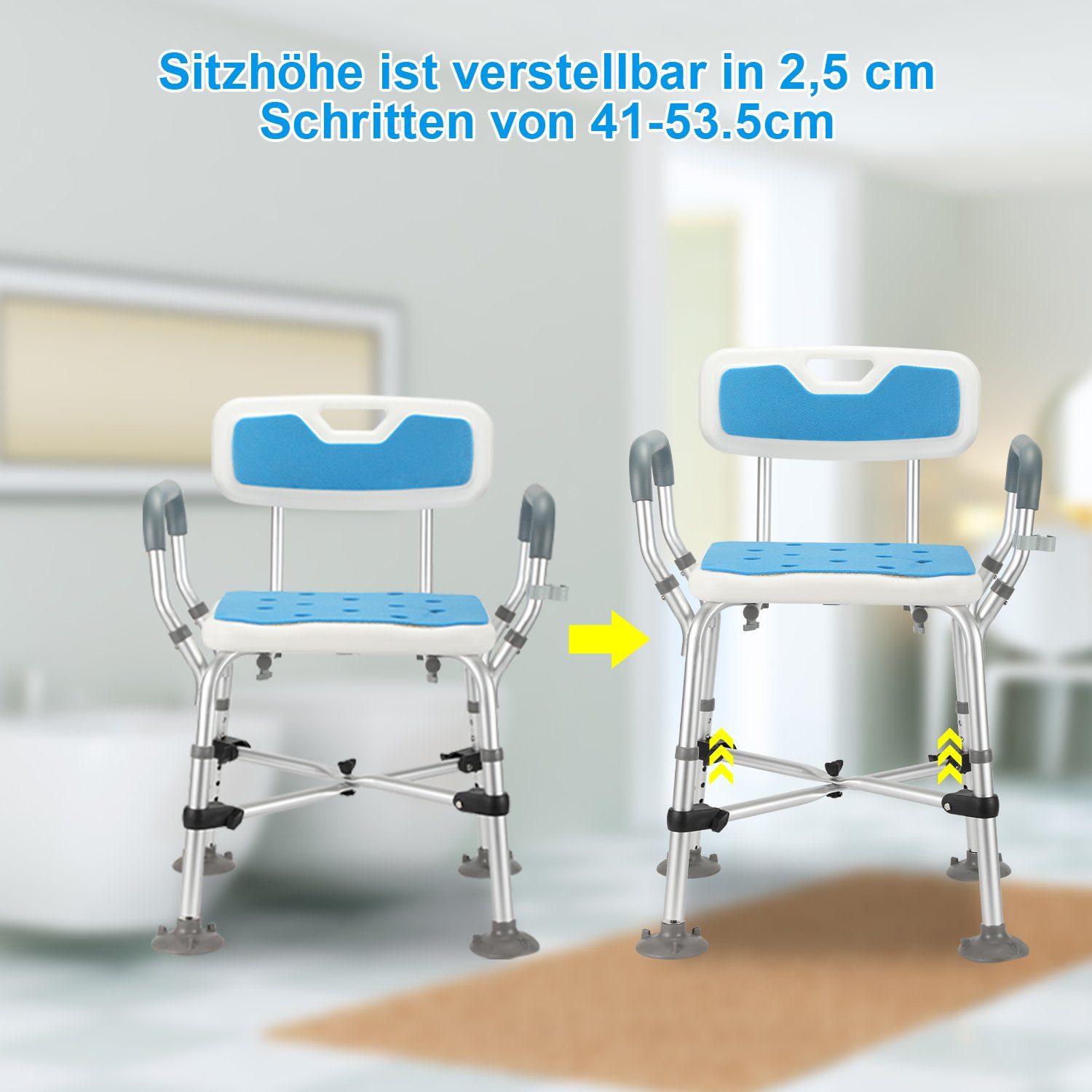 Gimisgu Duschhocker Duschhocker Badhocker Höhenverstellbarer Duschstuhl Badestuhl