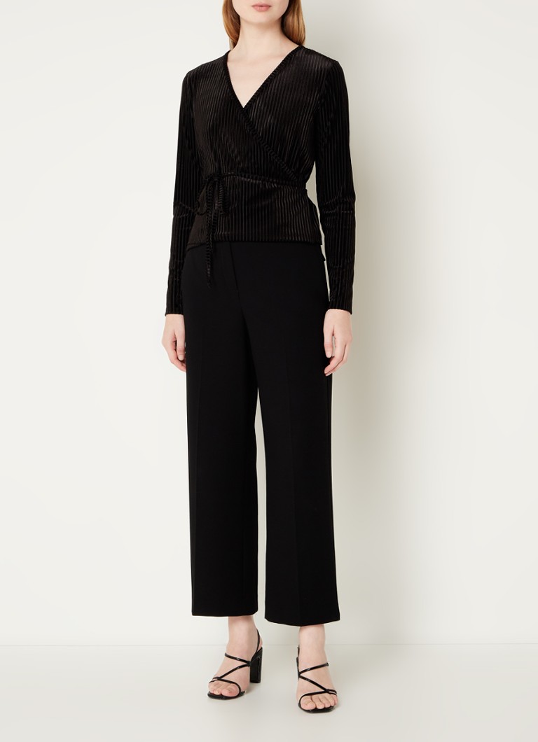 Whistles Semi-transparent velvet wraparound top