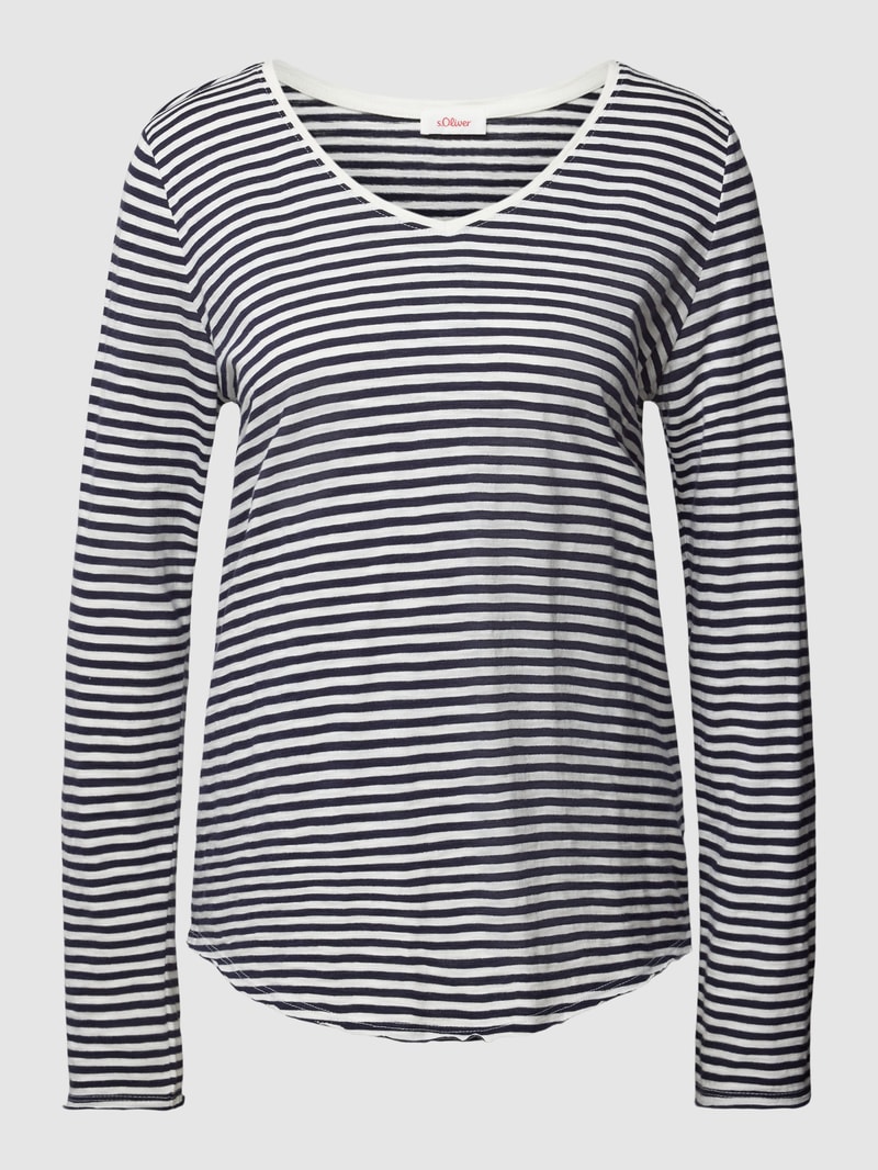 Longsleeve mit V-Ausschnitt in marineblau