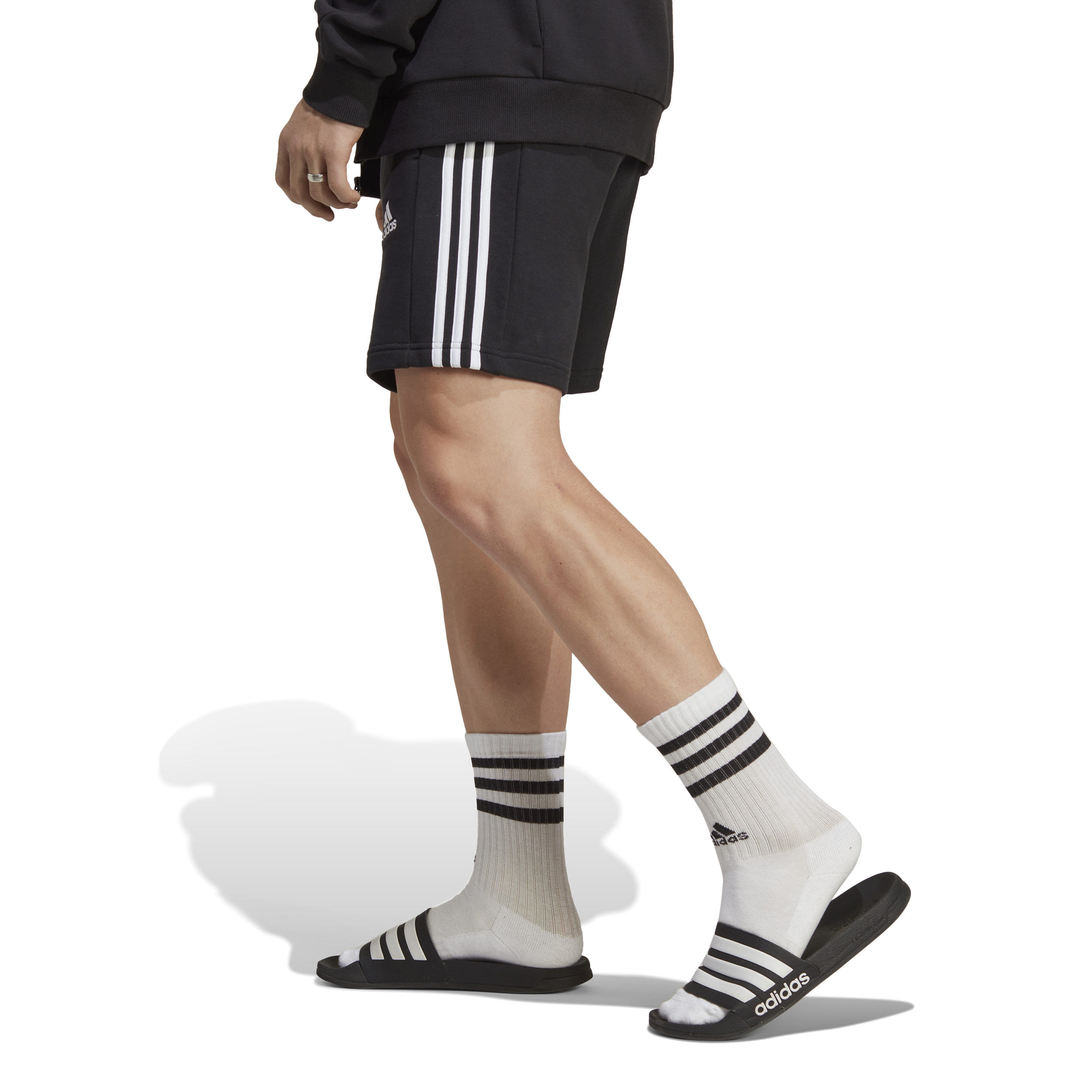 3 Stripes French Terry Shorts Herren - Schwarz, Weiß
