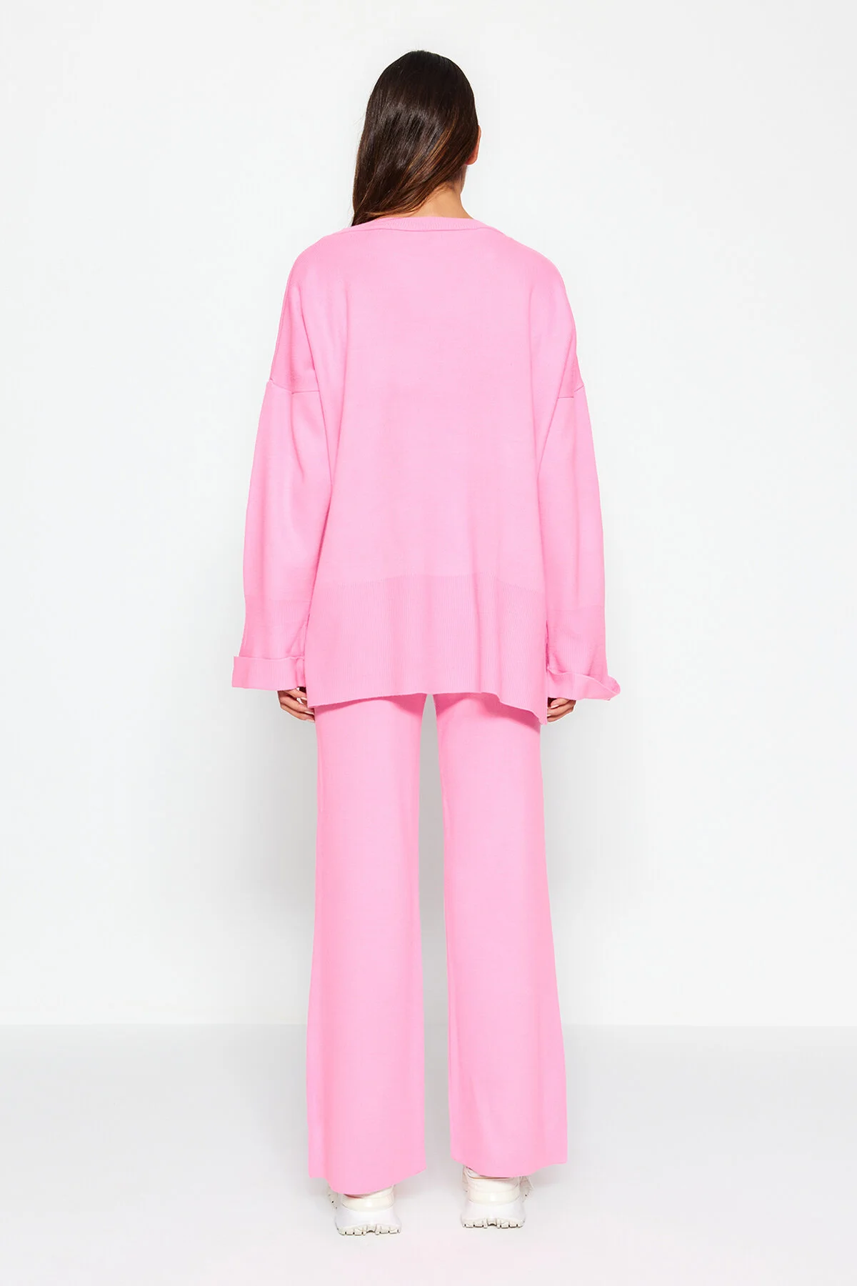 Trendyol Modest  Rosa Bequemes Strick-Unterteil-Oberteil-Set TCTAW24US00114