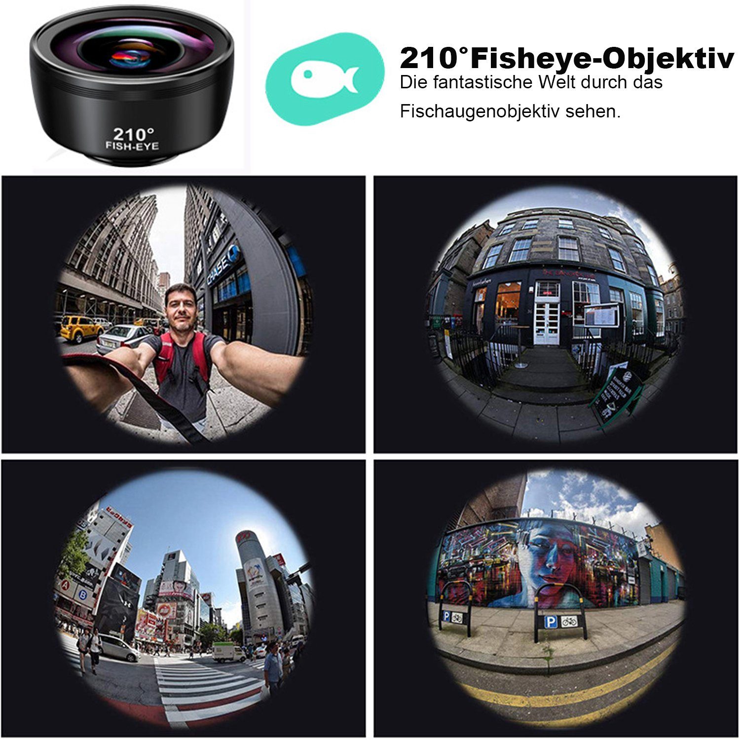 Dedom Objektive für Mobiltelefone, 7 in 1 Handy Objektiv Kit, Ultra-Weitwinkelobjektiv, (Universal Handy Objektiv, mit Reißverschlusstasche)
