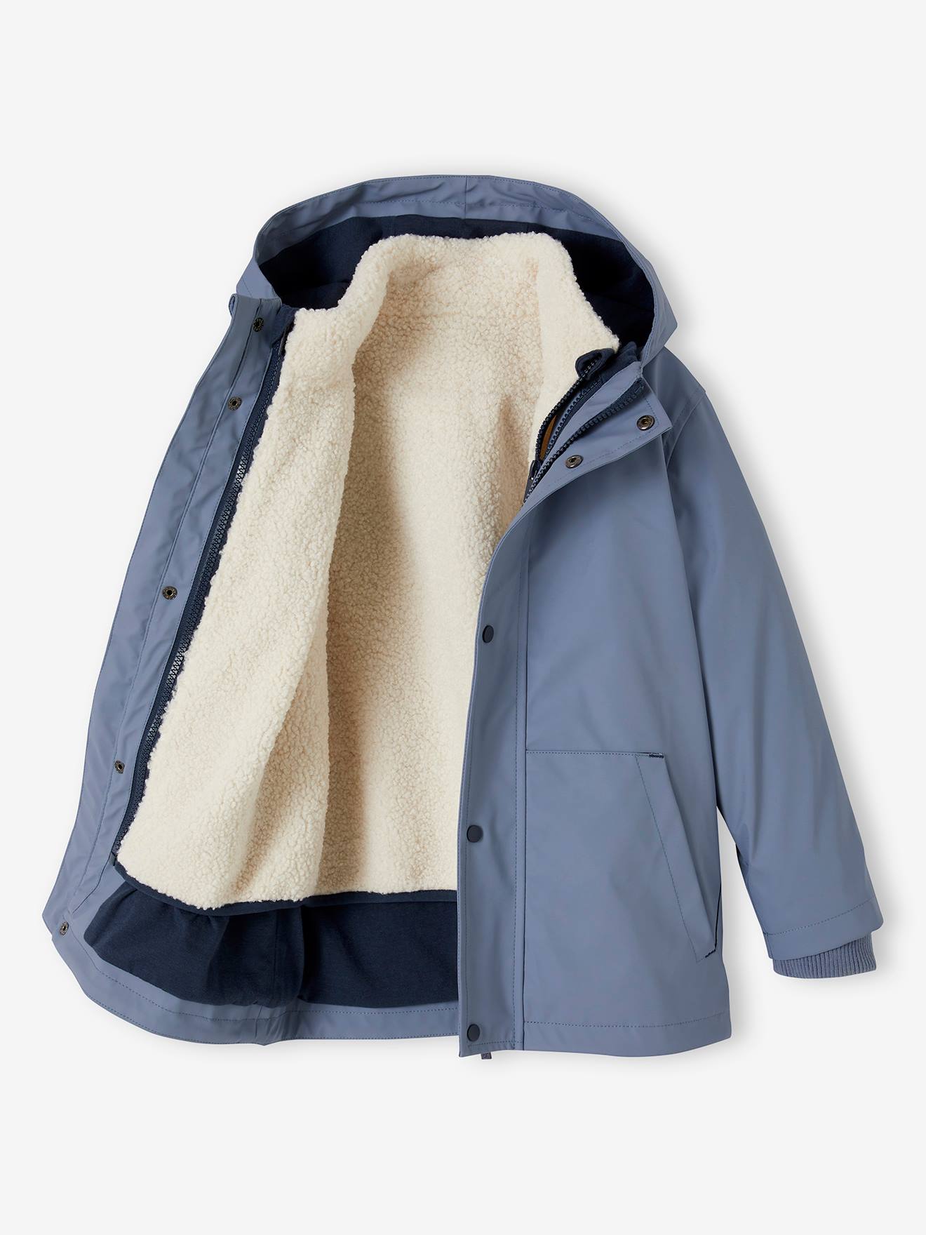 Vertbaudet Jungen 3-in-1-Regenjacke mit Fleeceweste - graublau